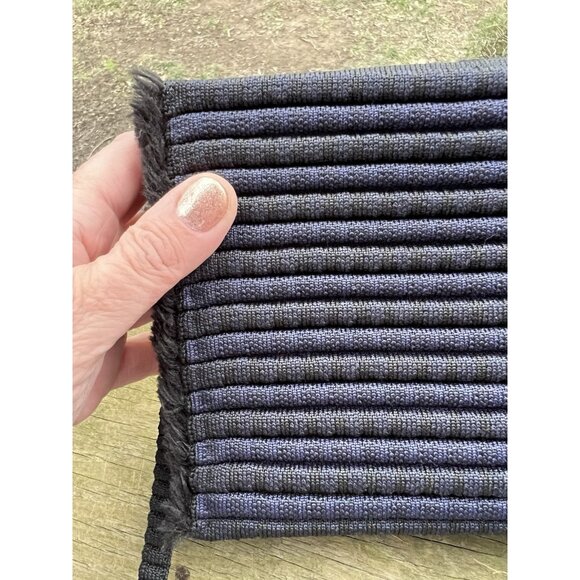 Rothy's convertible shoulder clutch blue black fringe bow bag coquette - Picture 3 of 16